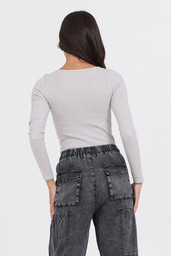 Heather Grey Seamless Long Sleeve Tee | Vintage Havana Clothing