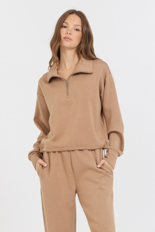 Caramel Cloud Fleece Quarter Zip | Vintage Havana Clothing