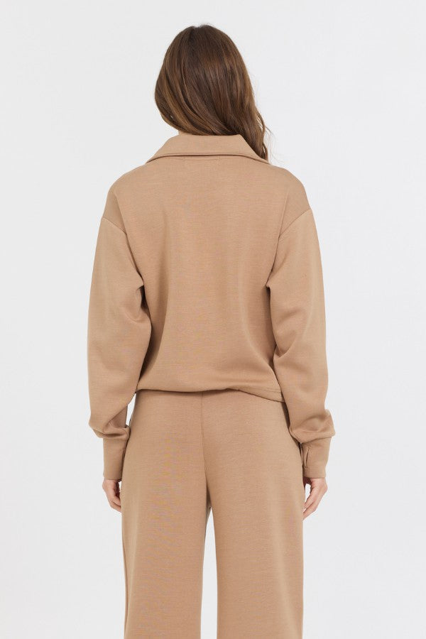 Caramel Cloud Fleece Quarter Zip | Vintage Havana Clothing