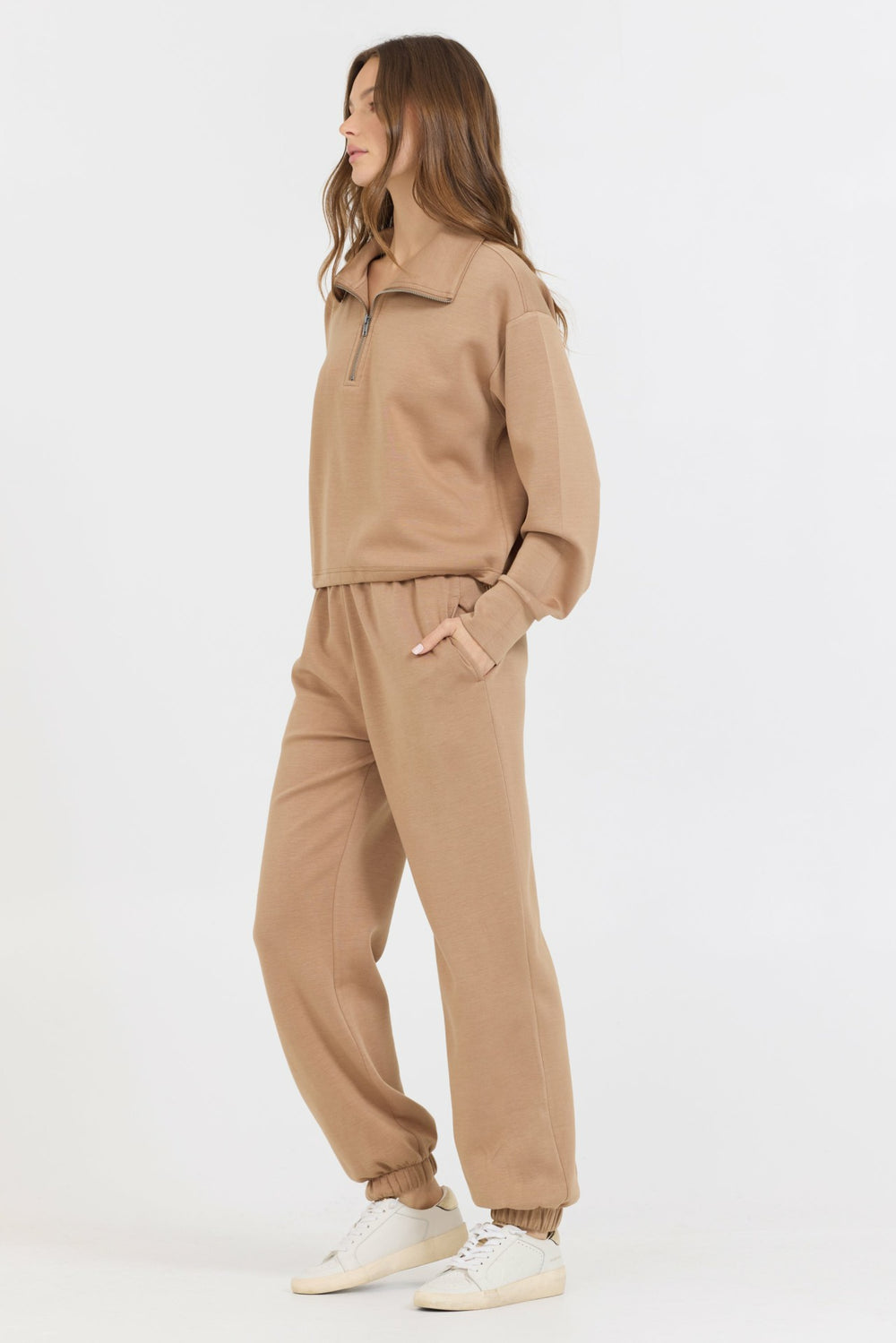 Caramel Cloud Fleece Quarter Zip | Vintage Havana Clothing