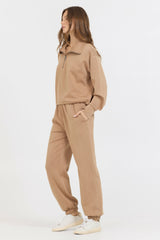 Caramel Cloud Fleece Quarter Zip | Vintage Havana Clothing