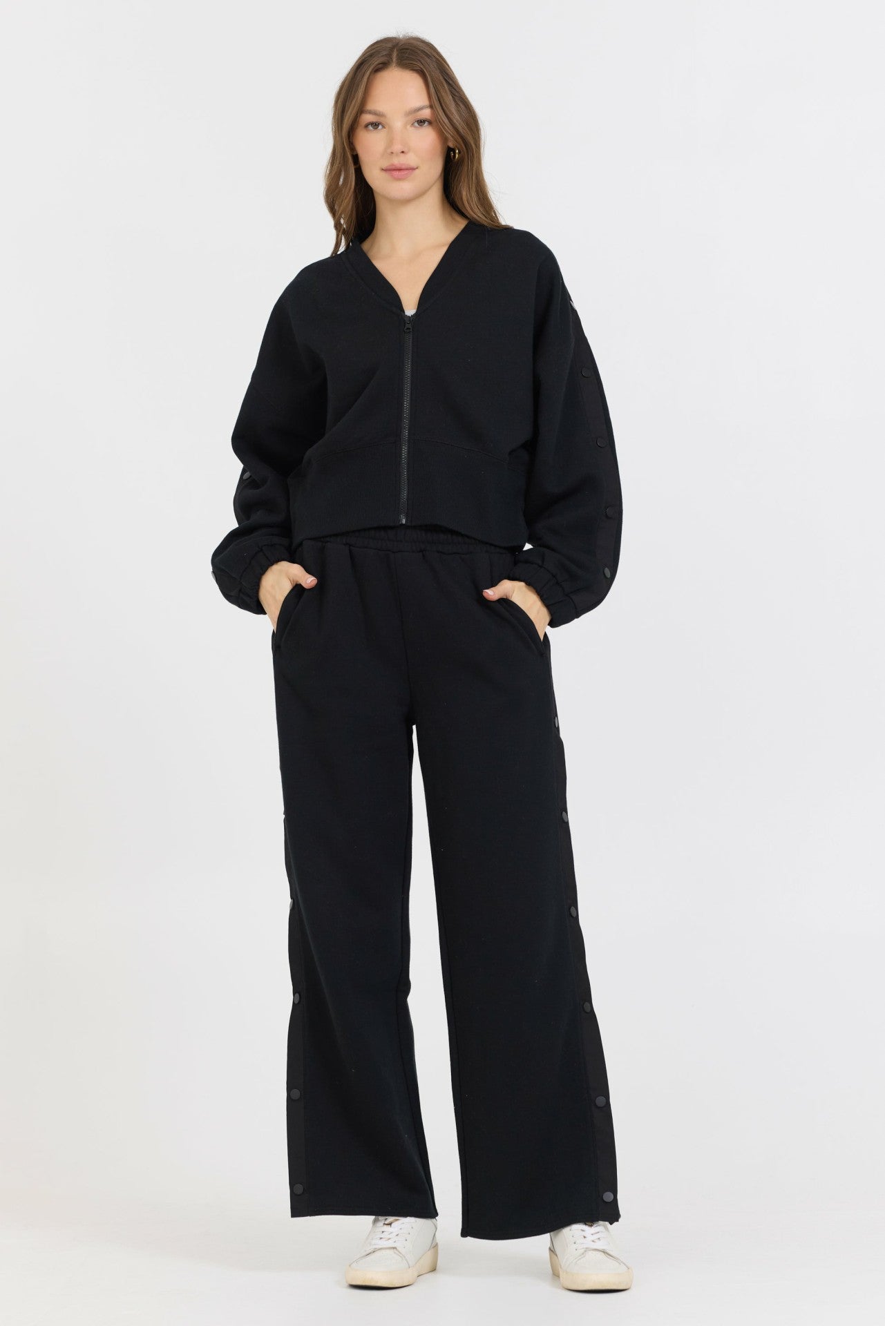 Black Brushed Snap Pant | Vintage Havana Clothing