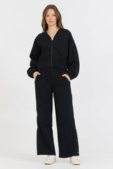 Black Brushed Snap Pant | Vintage Havana Clothing