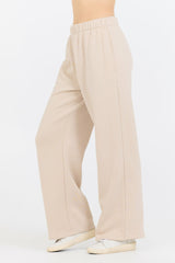 Vanilla Cream Cotton Blend Fleece Wide Leg Pant | Vintage Havana Clothing