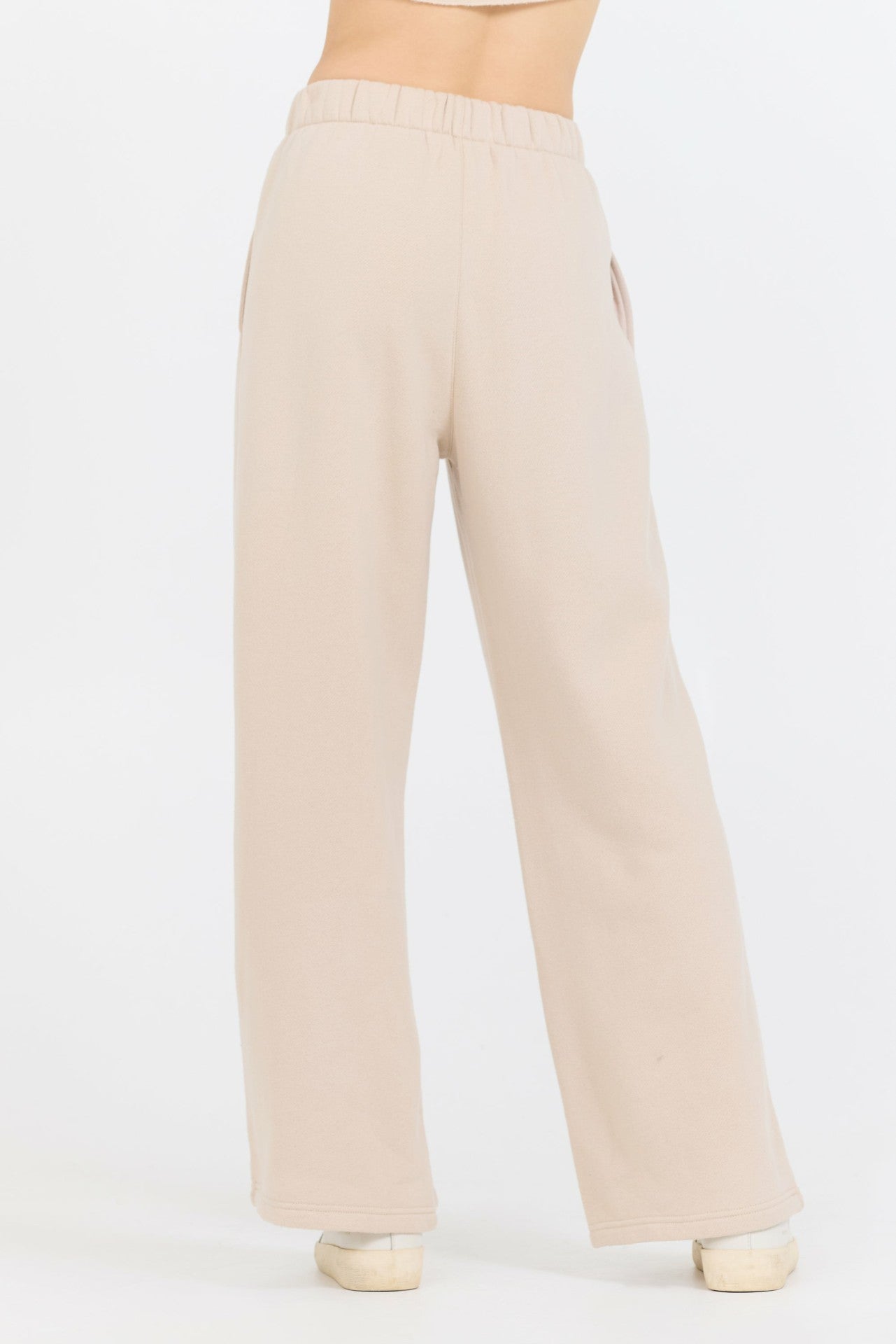 Vanilla Cream Cotton Blend Fleece Wide Leg Pant | Vintage Havana Clothing