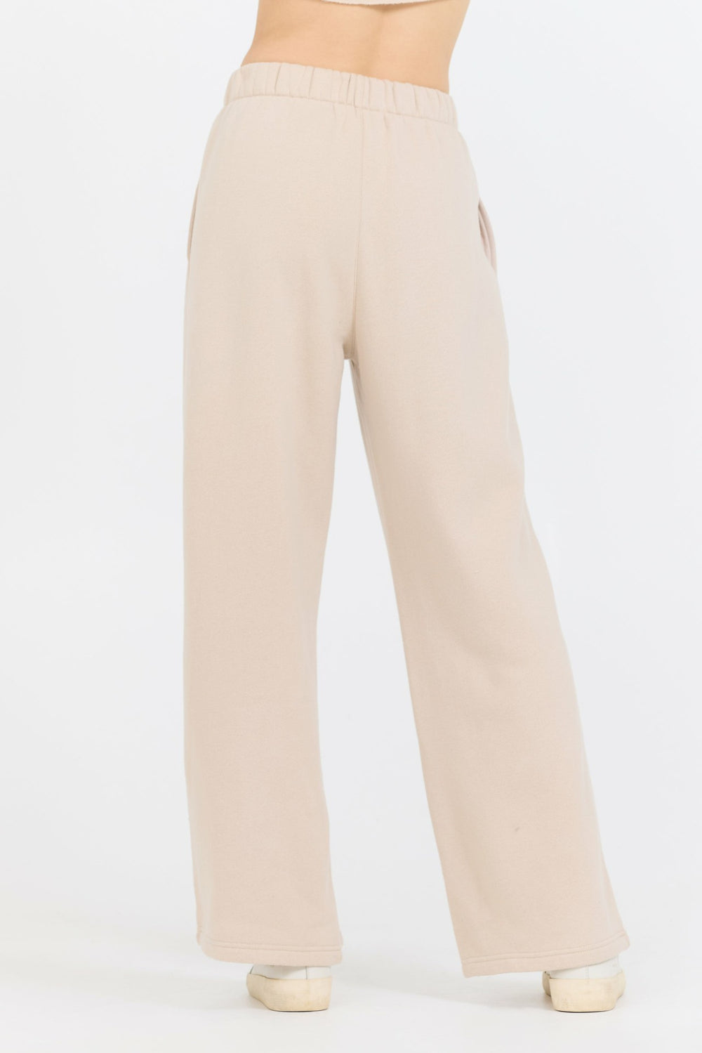 Vanilla Cream Cotton Blend Fleece Wide Leg Pant | Vintage Havana Clothing