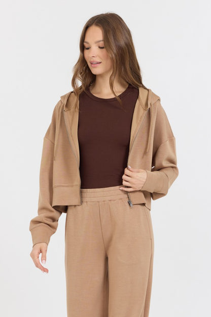 Caramel Cloud Fleece Crop Zip Up | Vintage Havana Women