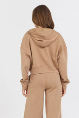 Caramel Cloud Fleece Crop Zip Up | Vintage Havana Clothing