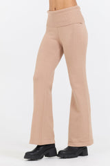 Salted Caramel Slim Fit Knit Fold Over Flare Pant | Vintage Havana Clothing