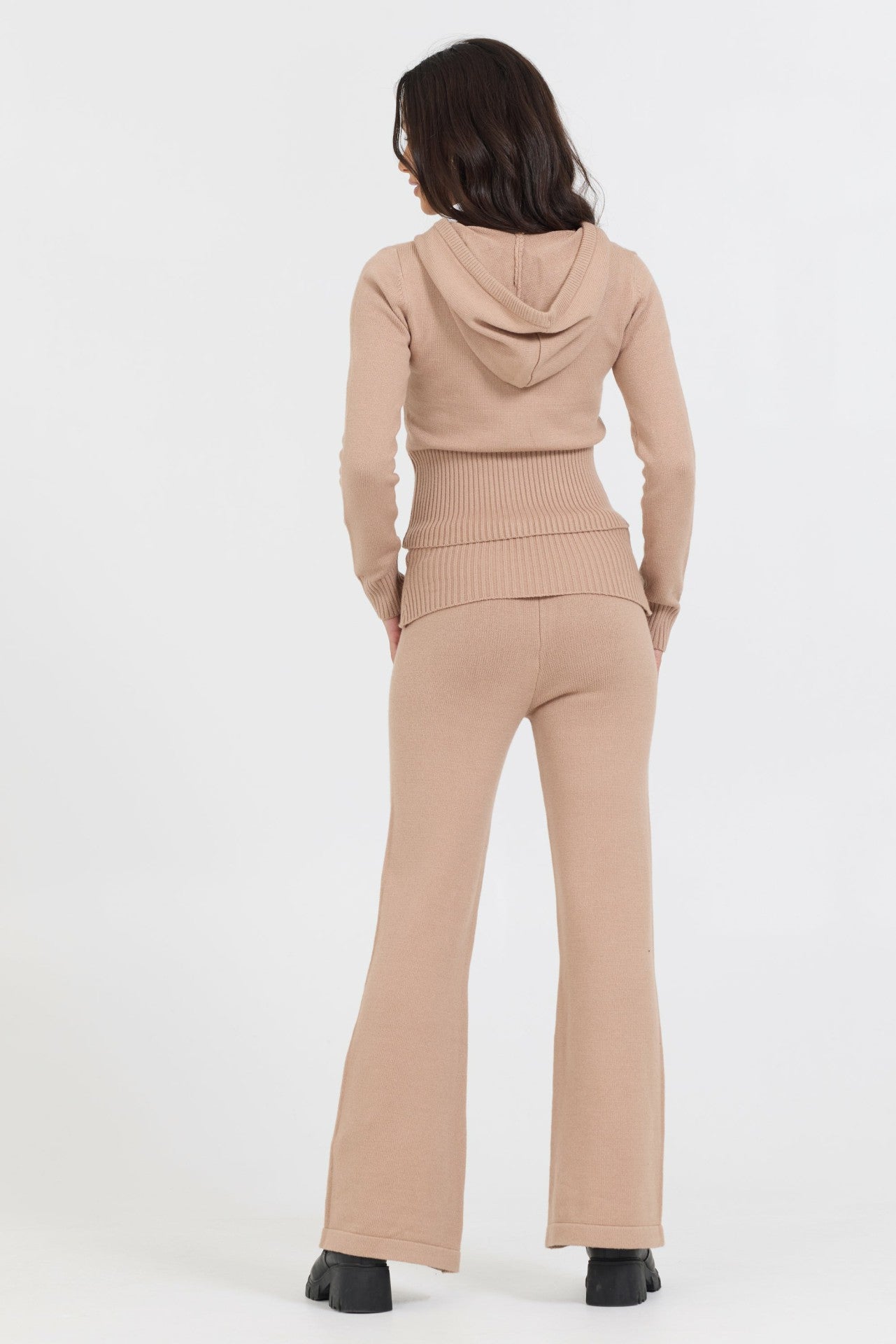 Salted Caramel Slim Fit Knit Fold Over Flare Pant | Vintage Havana Clothing