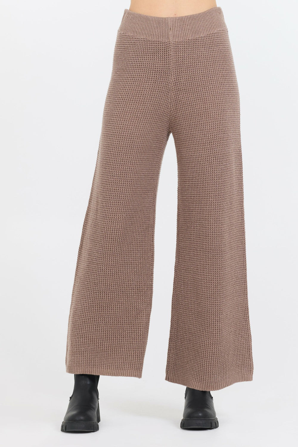 Heather Brown Waffle Knit Flare Pant | Vintage Havana Clothing