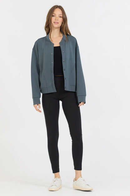 Mountain Grey Heavy Cloud Fleece Bomber Jacket | Vintage Havana Women