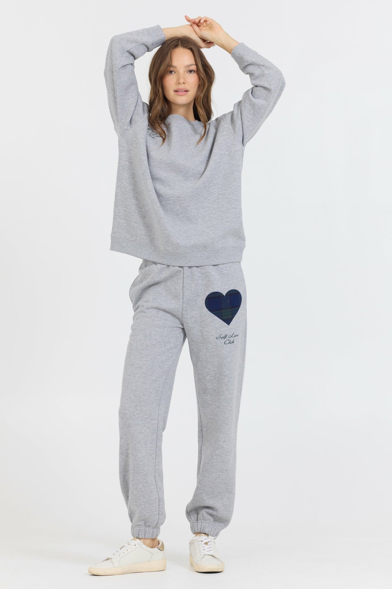 Heather Grey Essential Fleece Crew W/ Self Love Club Crewneck | Vintage Havana Clothing