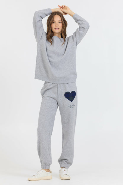 Heather Grey Essential Fleece Crew W/ Self Love Club Crewneck | Vintage Havana Women