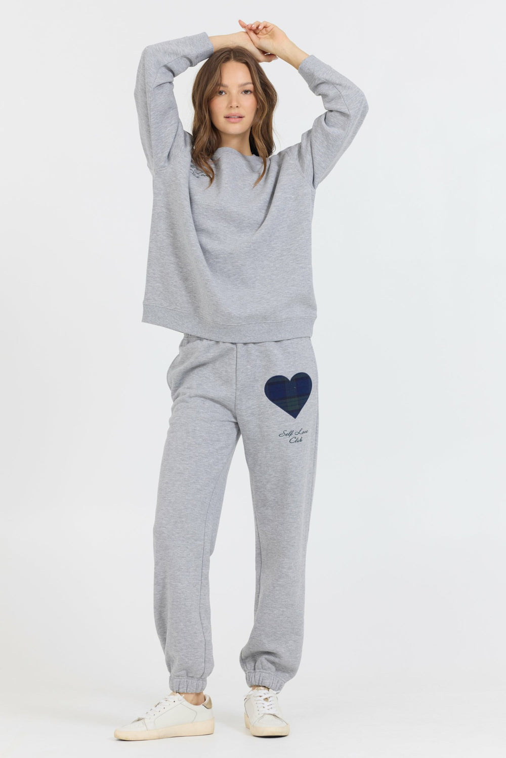 Heather Grey Essential Fleece Crew W/ Self Love Club Crewneck | Vintage Havana Clothing