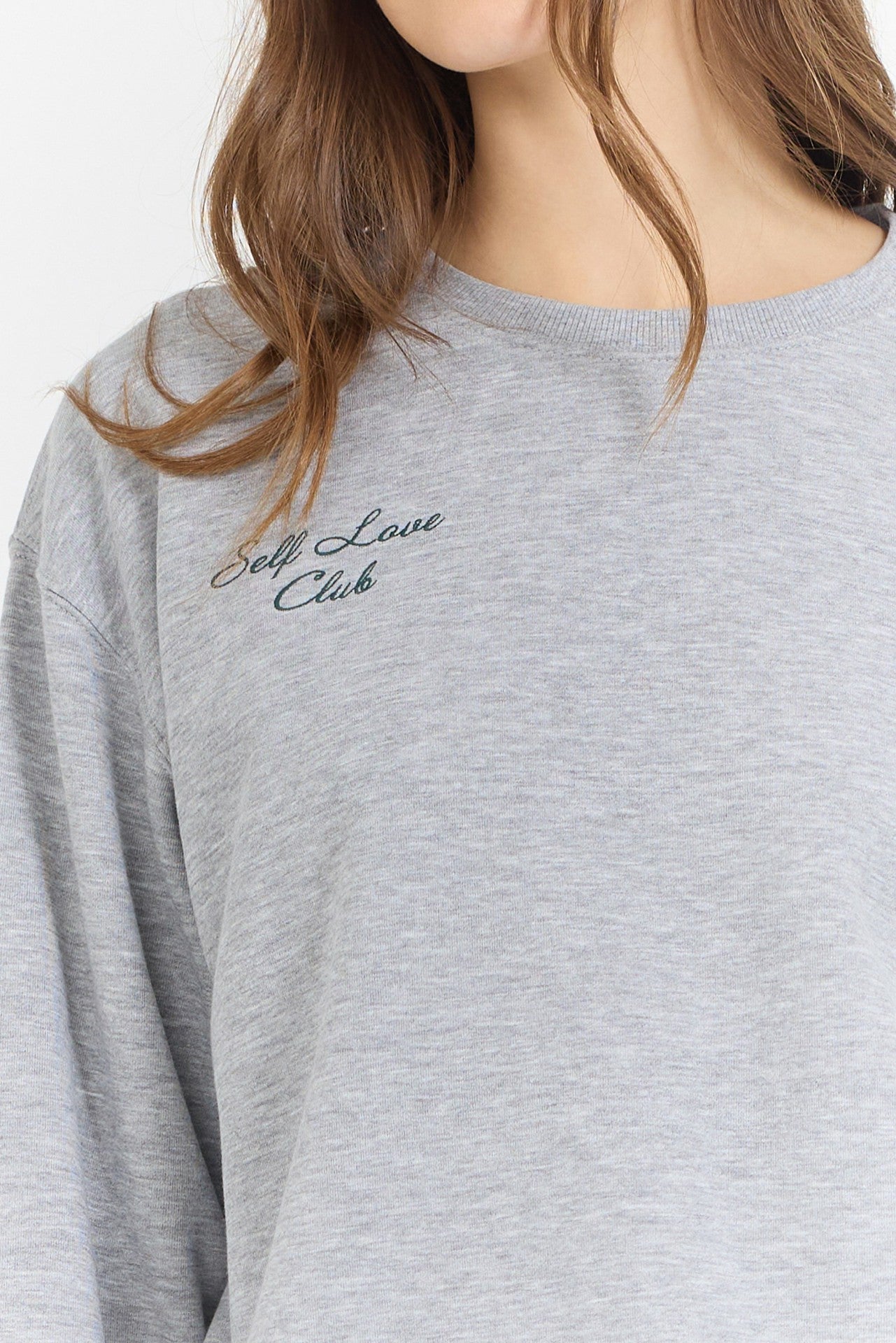 Heather Grey Essential Fleece Crew W/ Self Love Club Crewneck | Vintage Havana Clothing