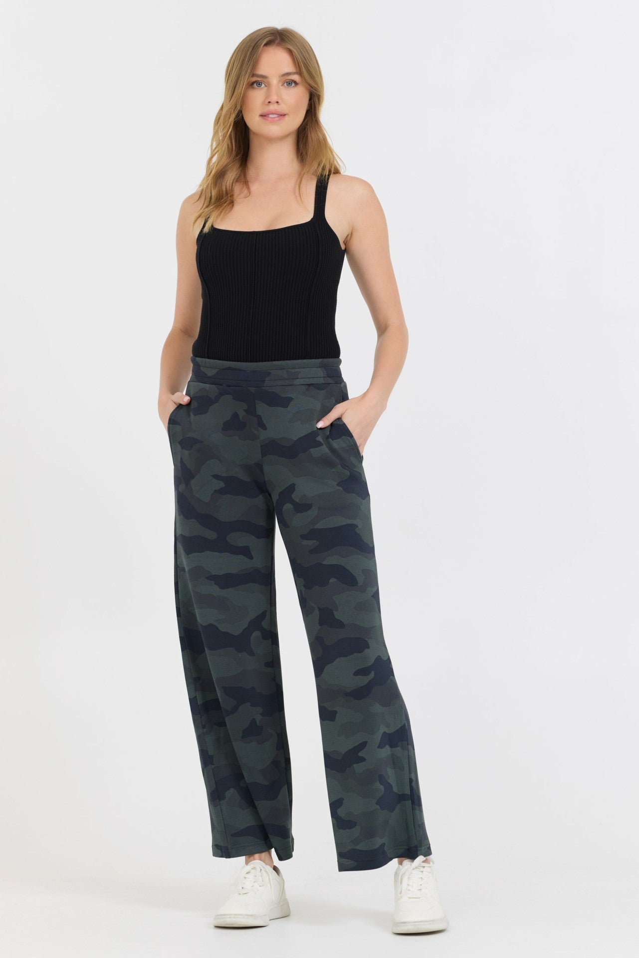 Onyx Camo Printed Cloud Fleece Flare Pant | Vintage Havana Clothing