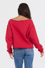 Red Off Shoulder Graphic Top | Vintage Havana Clothing