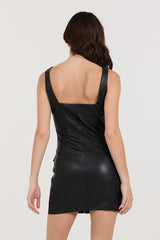 Black Leather Zip Front Dress | Vintage Havana Clothing