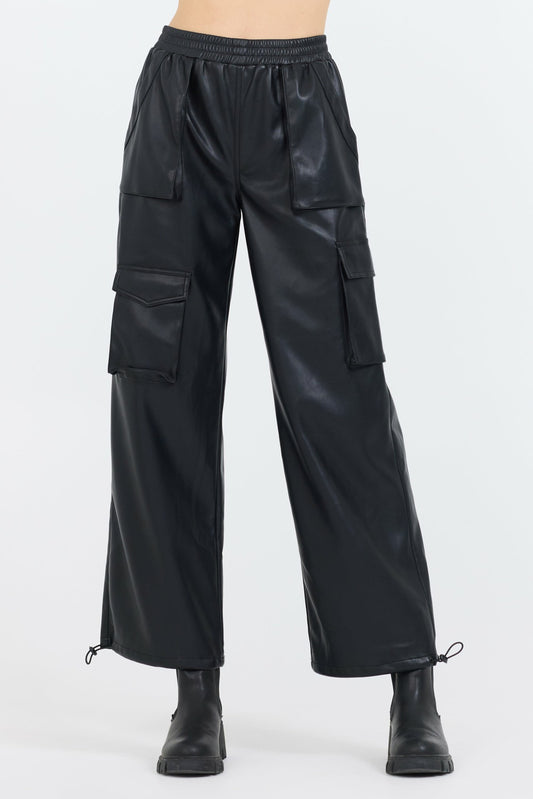 Black Leather Cargo Pants | Vintage Havana Women