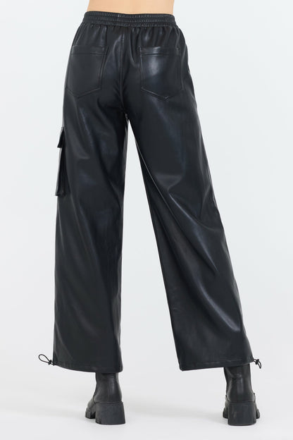 Black Leather Cargo Pants | Vintage Havana Women