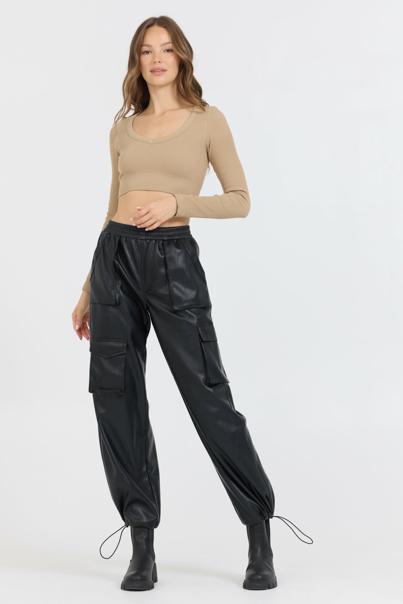 Black Leather Cargo Pants | Vintage Havana Clothing