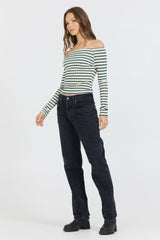 Ivory Green Fitted Off The Shoulder Top | Vintage Havana Clothing