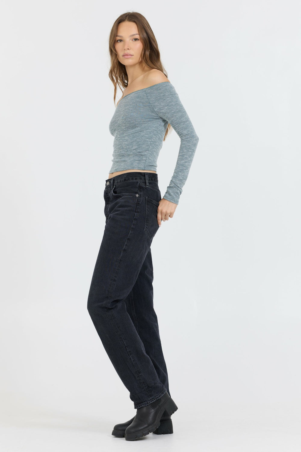 Hunter Green Fitted Off The Shoulder Top | Vintage Havana Clothing