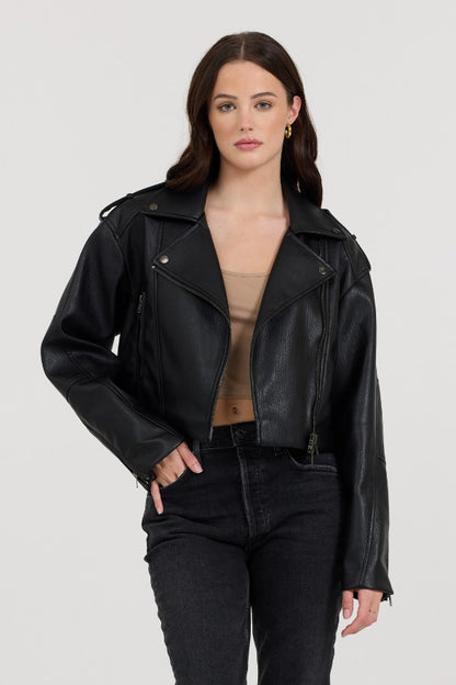 Black Leather Moto Jacket | Vintage Havana Women
