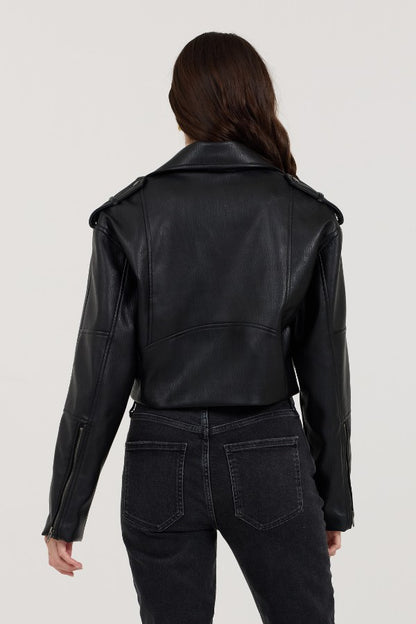Black Leather Moto Jacket | Vintage Havana Women