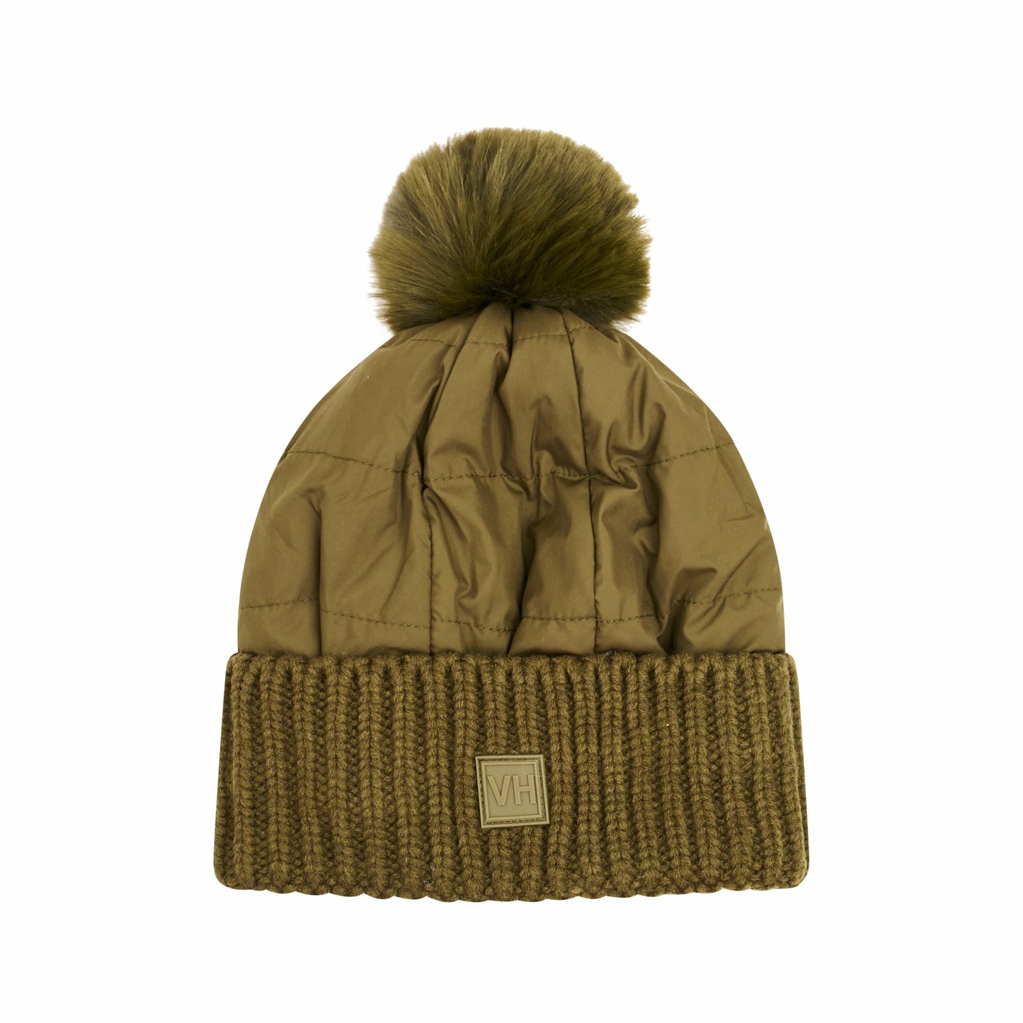 PUFFER POMPOM HAT - OLIVE | Vintage Havana Women