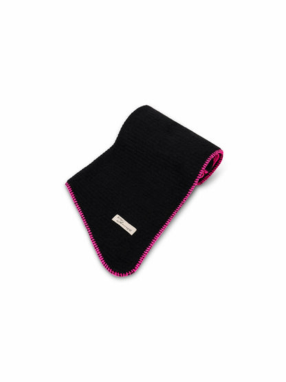 BLANKET STITCH KNIT SCARF - BLACK/B PINK | Vintage Havana Women