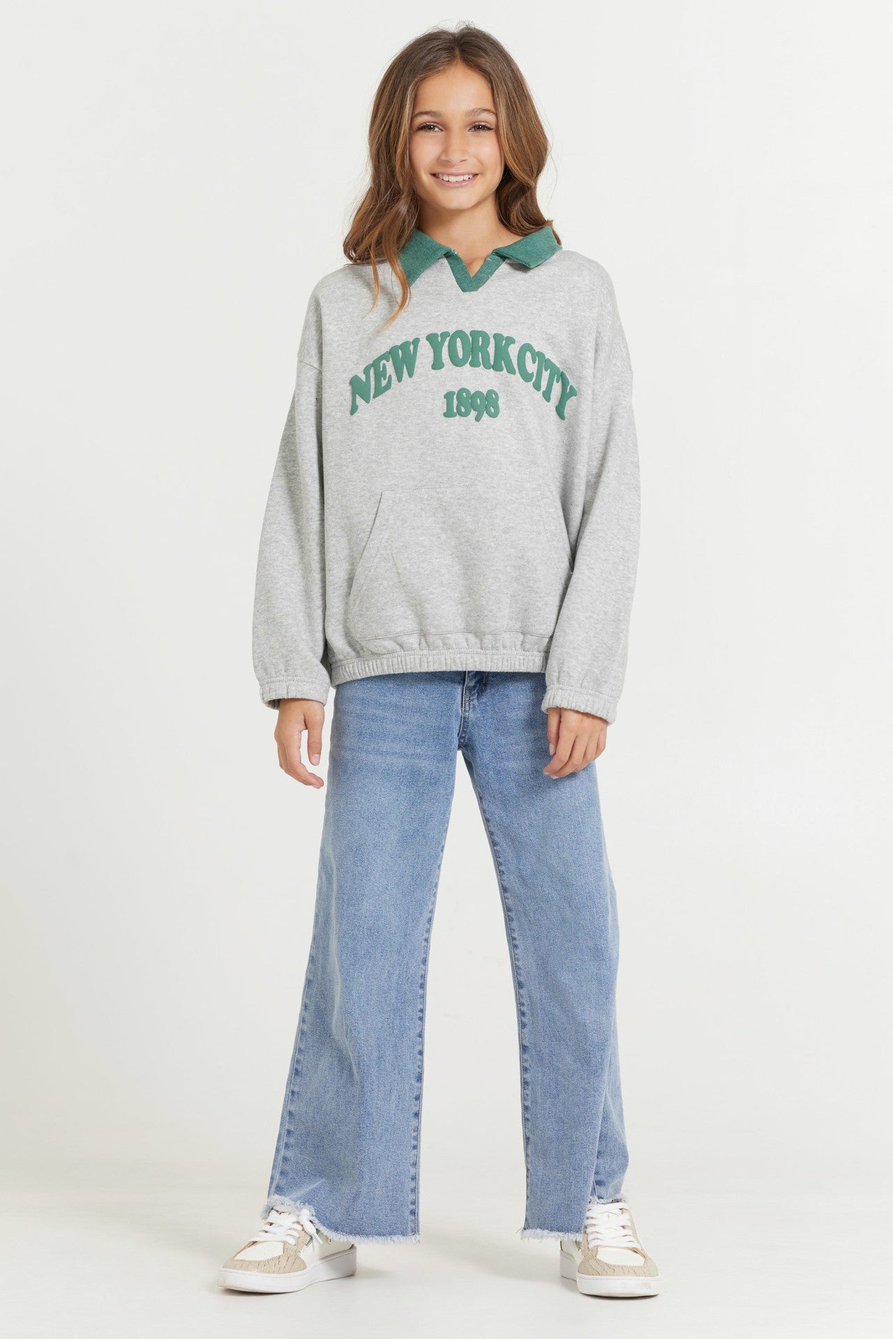Kids Hunter Green and Grey NYC Oversized Polo | Vintage Havana Clothing