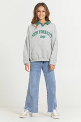 Kids Hunter Green and Grey NYC Oversized Polo | Vintage Havana Clothing