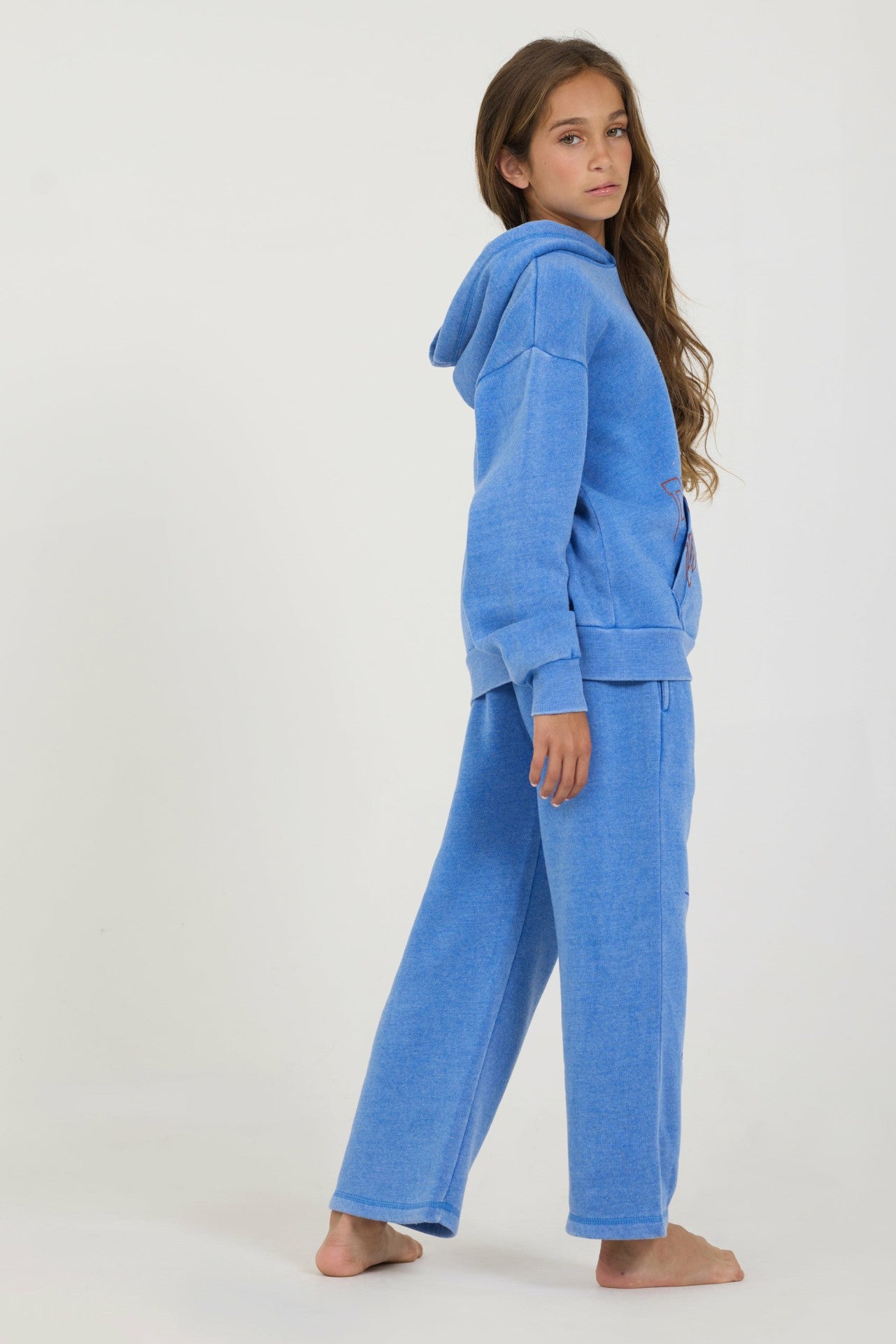 Kids Cobalt Hi-Lo Off The Shoulder Hoody | Vintage Havana Clothing