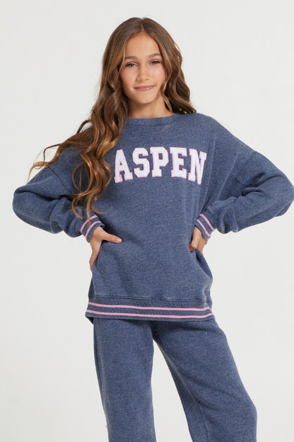 Kids Navy Aspen Patch Crew | Vintage Havana Women