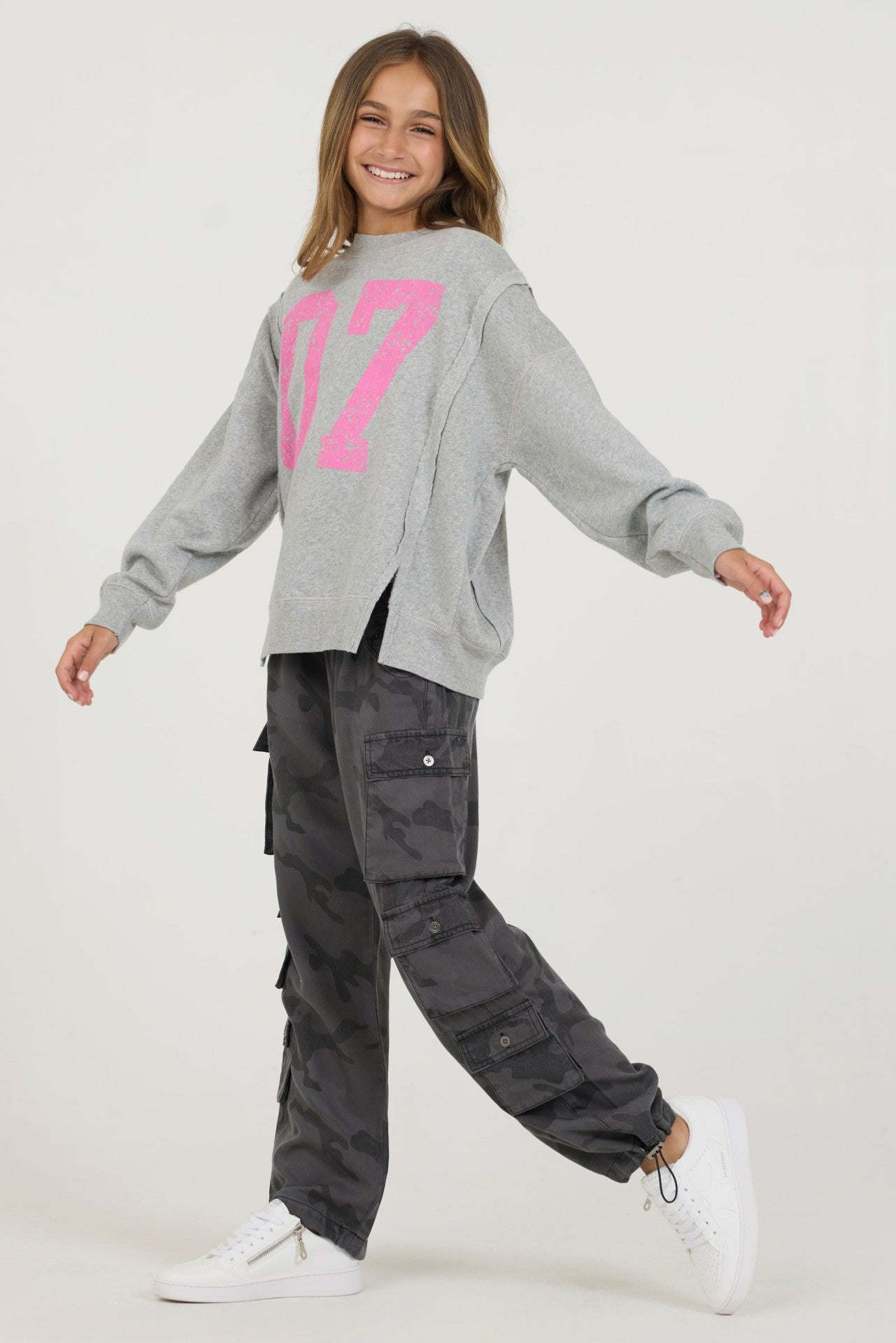 Kids Classic Grey Oversized Crewneck | Vintage Havana Clothing