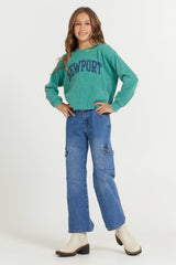 Kids Vintage Green Newport Stitch Neck | Vintage Havana Clothing