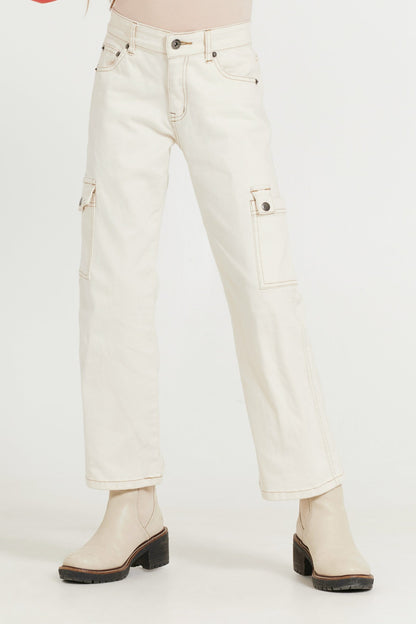Kids Cream Cargo Jean | Vintage Havana Clothing