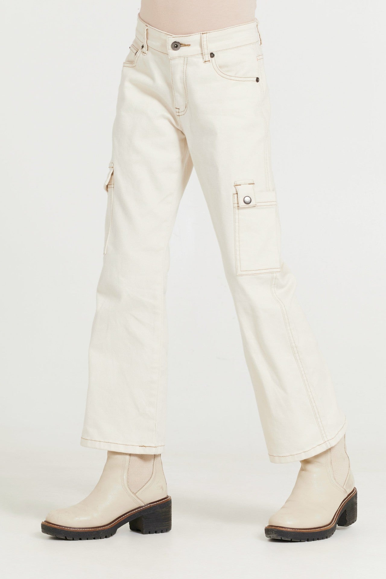 Kids Cream Cargo Jean | Vintage Havana Clothing
