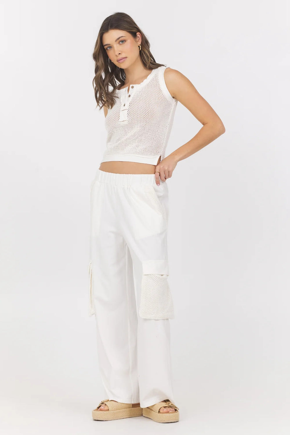 Jersey Knit Open Crochet Cargo Pants | Vintage Havana Clothing