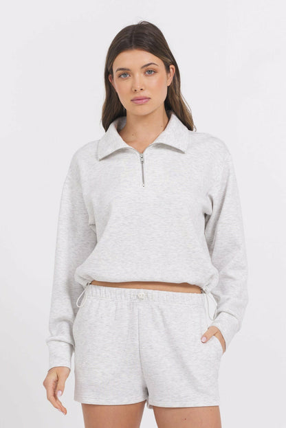 Varsity Grey Cloud Quarter Zip | Vintage Havana Women