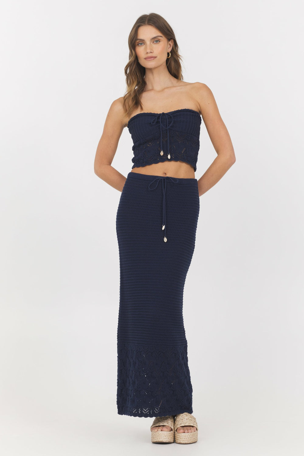 Navy Crochet Tube Top | Vintage Havana Clothing