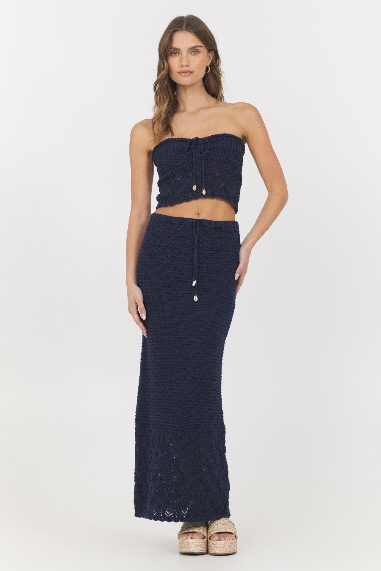 Navy Crochet Tube Top | Vintage Havana Clothing