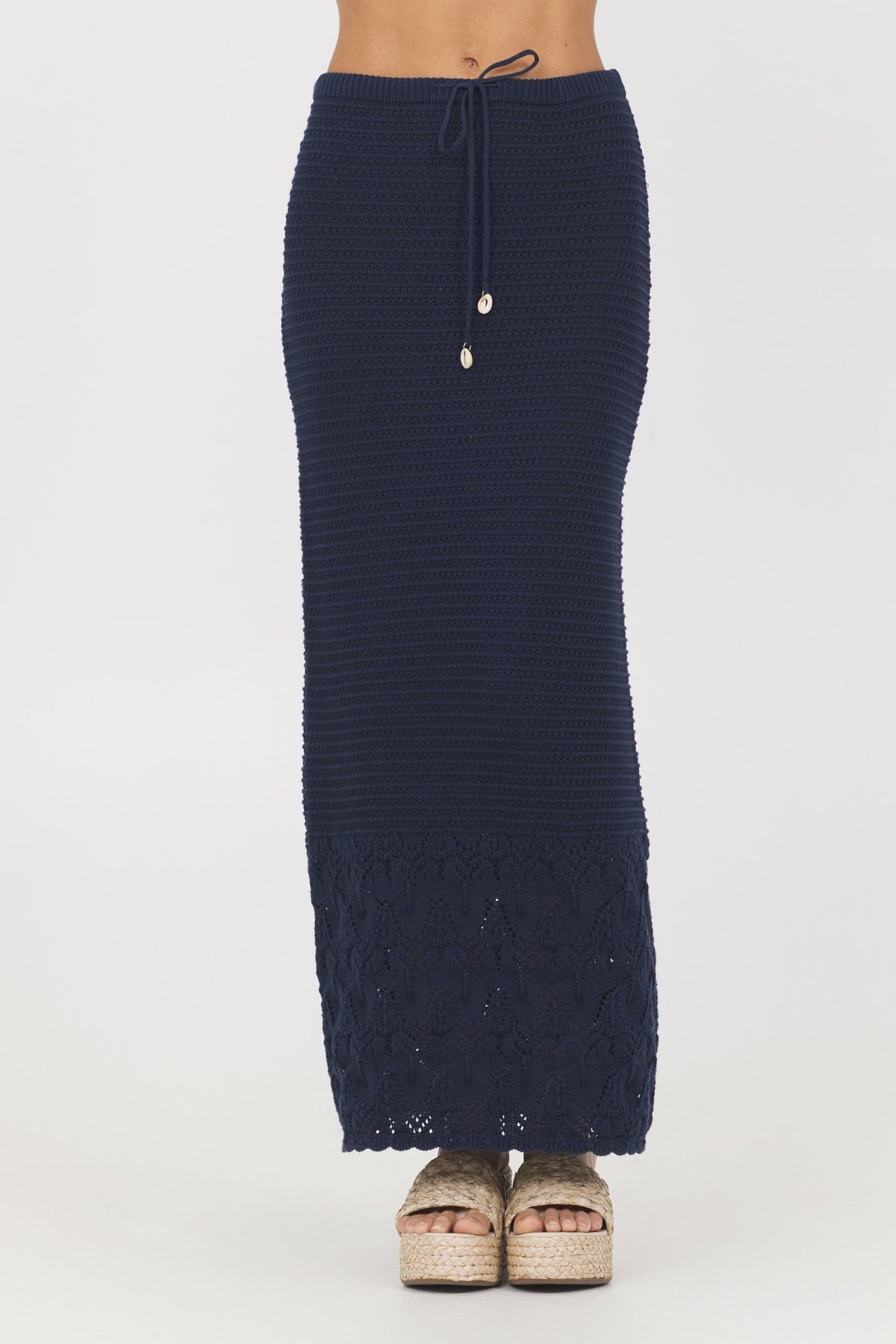 Navy Crochet Maxi Skirt | Vintage Havana Clothing