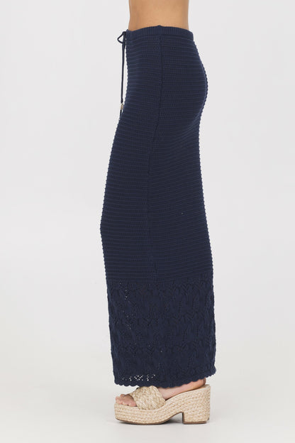 Navy Crochet Maxi Skirt | Vintage Havana Women