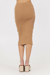 Caramel Rib Midi Skirt w/ Crochet Insert | Vintage Havana Clothing