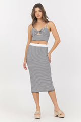 Striped Knit Twist Front Cut Out Tank | Vintage Havana Clothing