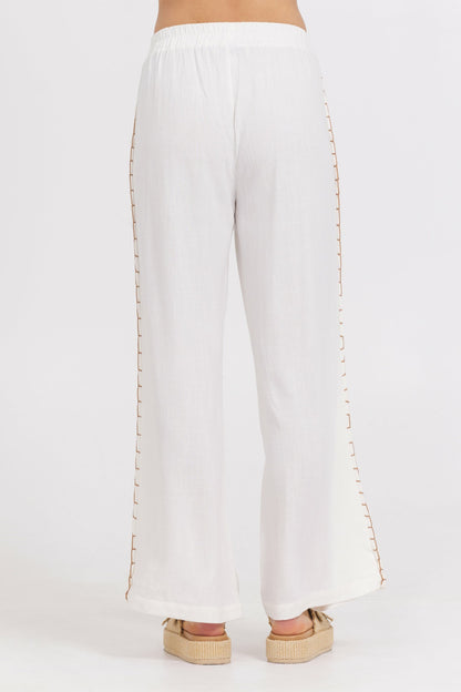 Washed Linen Wide Leg Pants w/ Whip Stitch | Vintage Havana Women