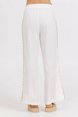 Washed Linen Wide Leg Pants w/ Whip Stitch | Vintage Havana Clothing